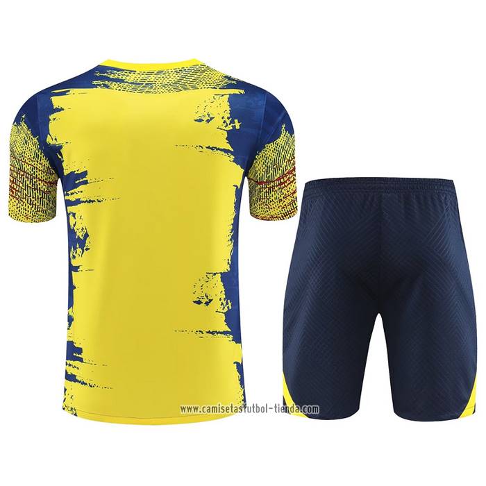 Chandal del Barcelona 2023 2024 Manga Corta Amarillo y Azul - Pantalon Corto